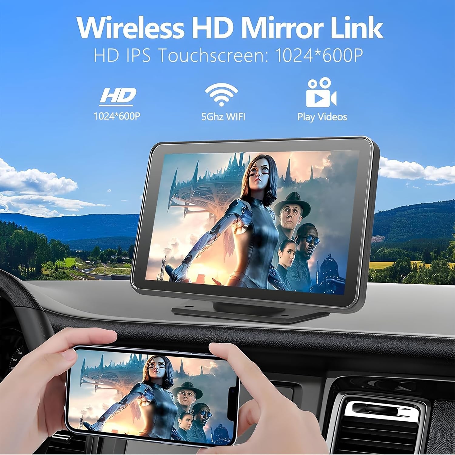 Universal Dashboard Mount Carplay Screen – 7-Inch with Voice Control & Bluetooth