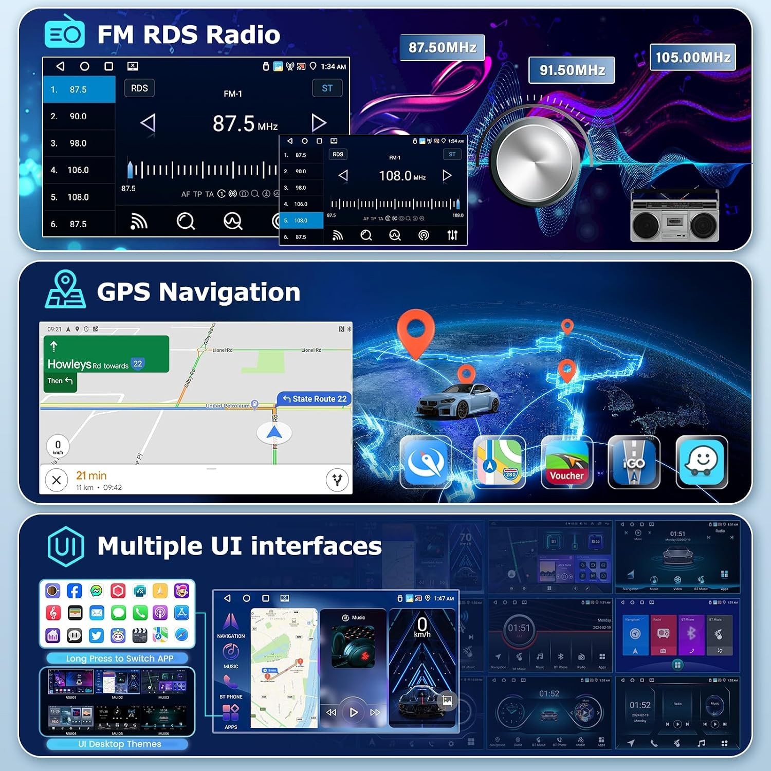 For Ford Escape 2008-2012 Apple Carplay Car Stereo Radio Android GPS Nav WIFI