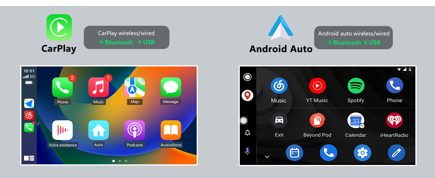 Car Stereo for Jeep Wrangler JK & Dodge Ram 1500/2500 Wireless CarPlay & Android