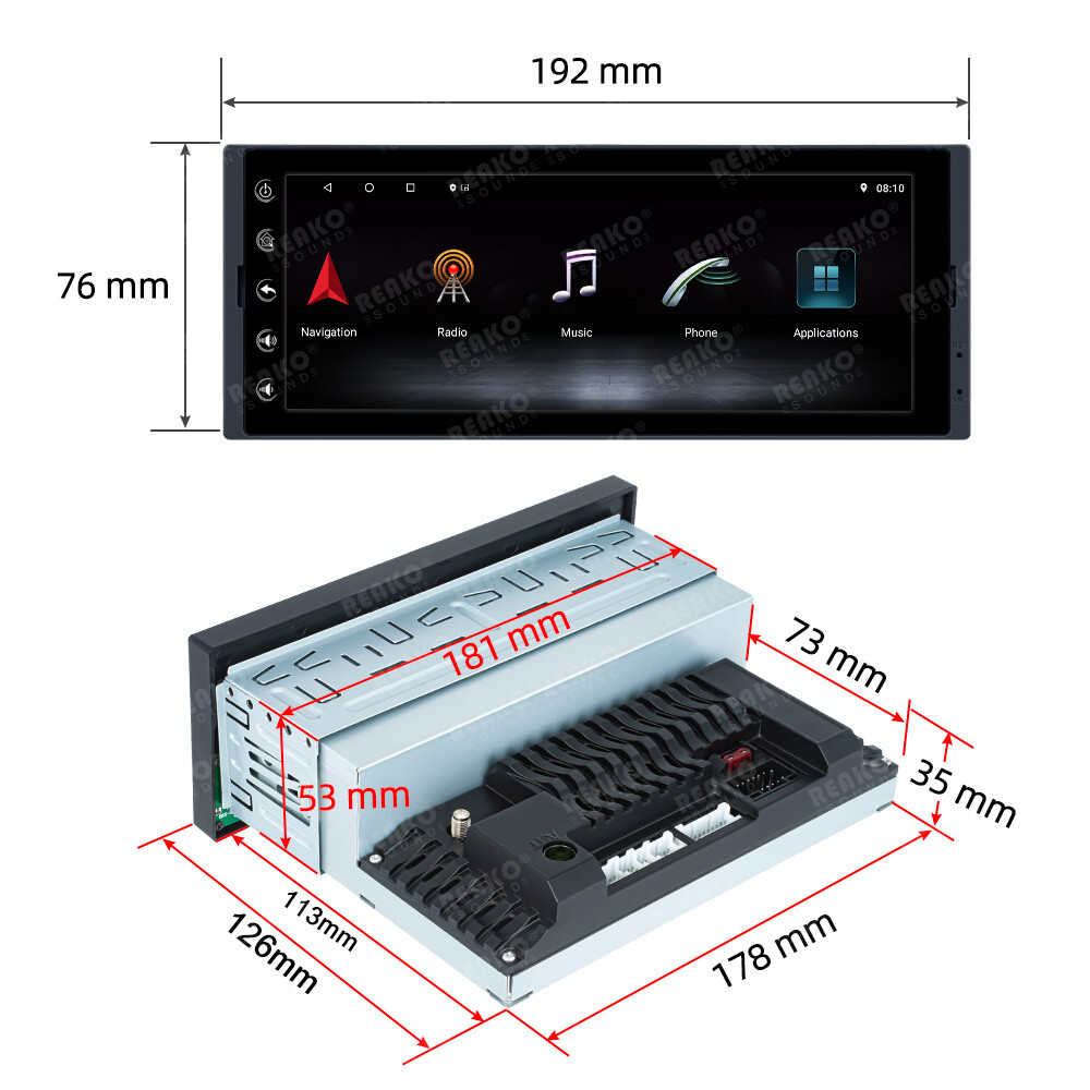 Andriod 12.0 1Din GPS CarPlay Wifi 2+32G Car Radio Stereo Touch Screen Bluetooth