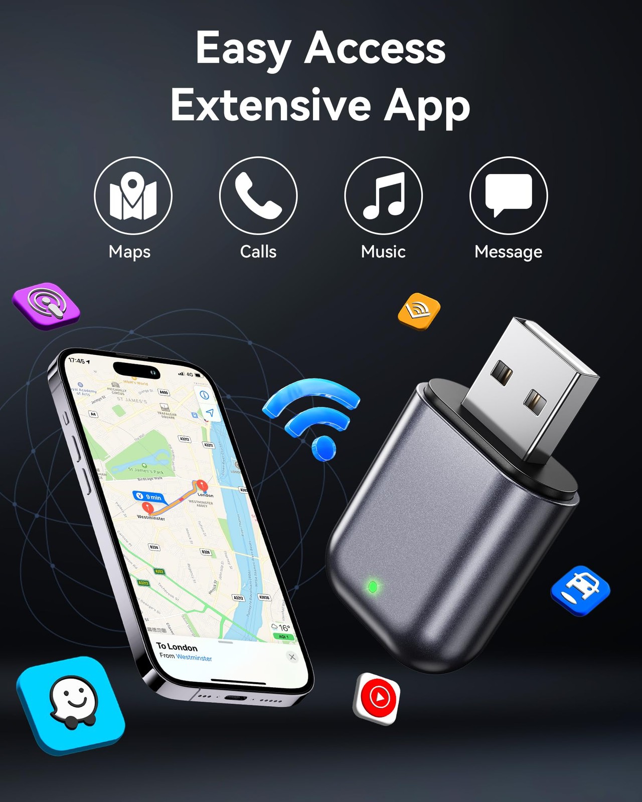 Burnt Sugar Wireless Carplay Adapter for iPhone 2026 Upgraded, Bright Gray