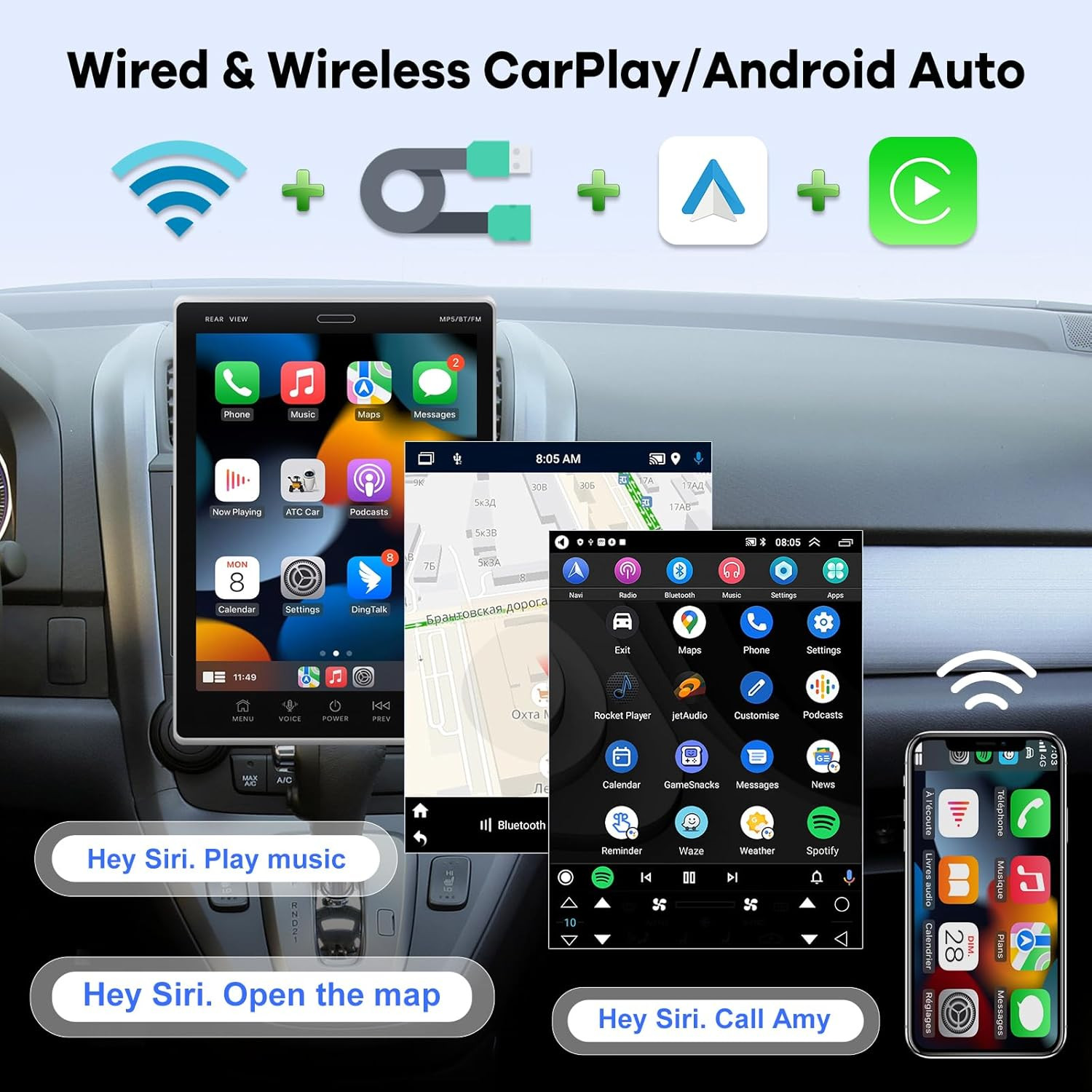 [2G+64G] 9.7 Inch Android Vertical Double Din Car Stereo 2 Din Touch Screen Carp