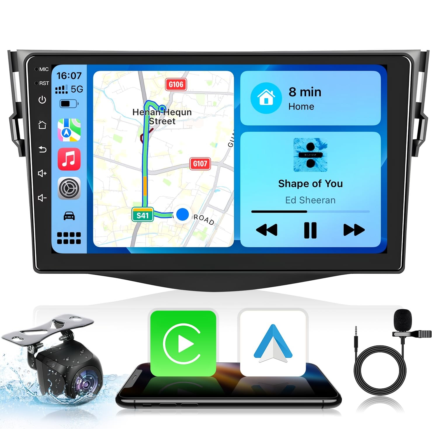 For Toyota RAV4 2007-2012 Carplay Mirror Link Apple Car GPS Radio Stereo JBL FM