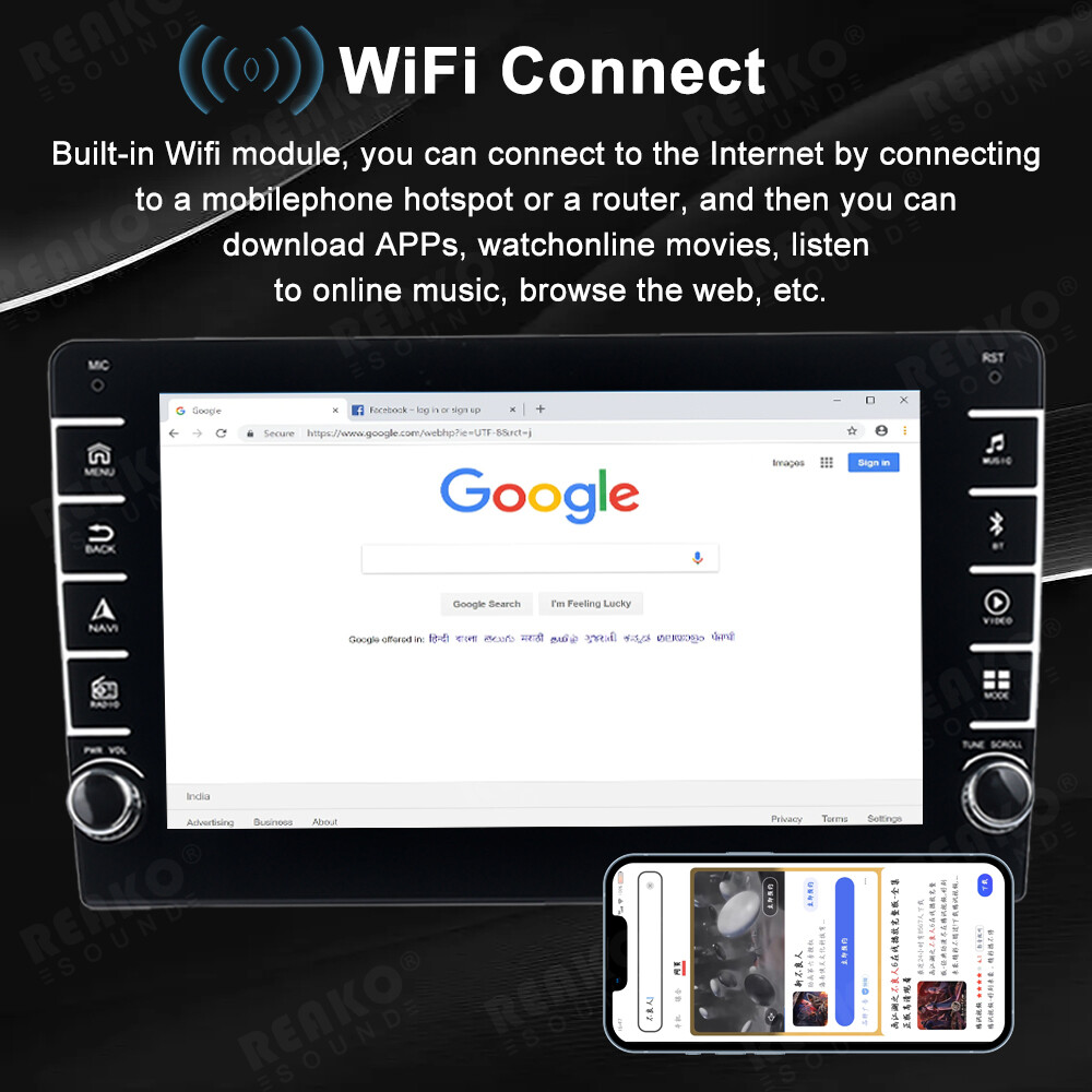 9”1Din 2+64G Android 12 Car Radio Stereo Carplay Auto Link BT WiFi GPS FM+Cam