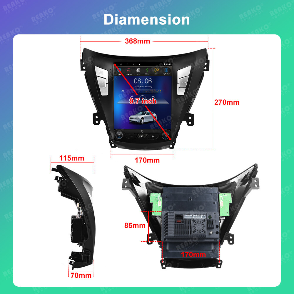 9.7”2+23G Car Radio Player For Hyundai Elantra 2011-2013 Apple Carplay GPS Nav