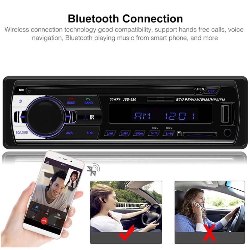 1 Din Car Stereo Radio Audio In-Dash Unit FM Aux Input USB MP3 Bluetooth Player
