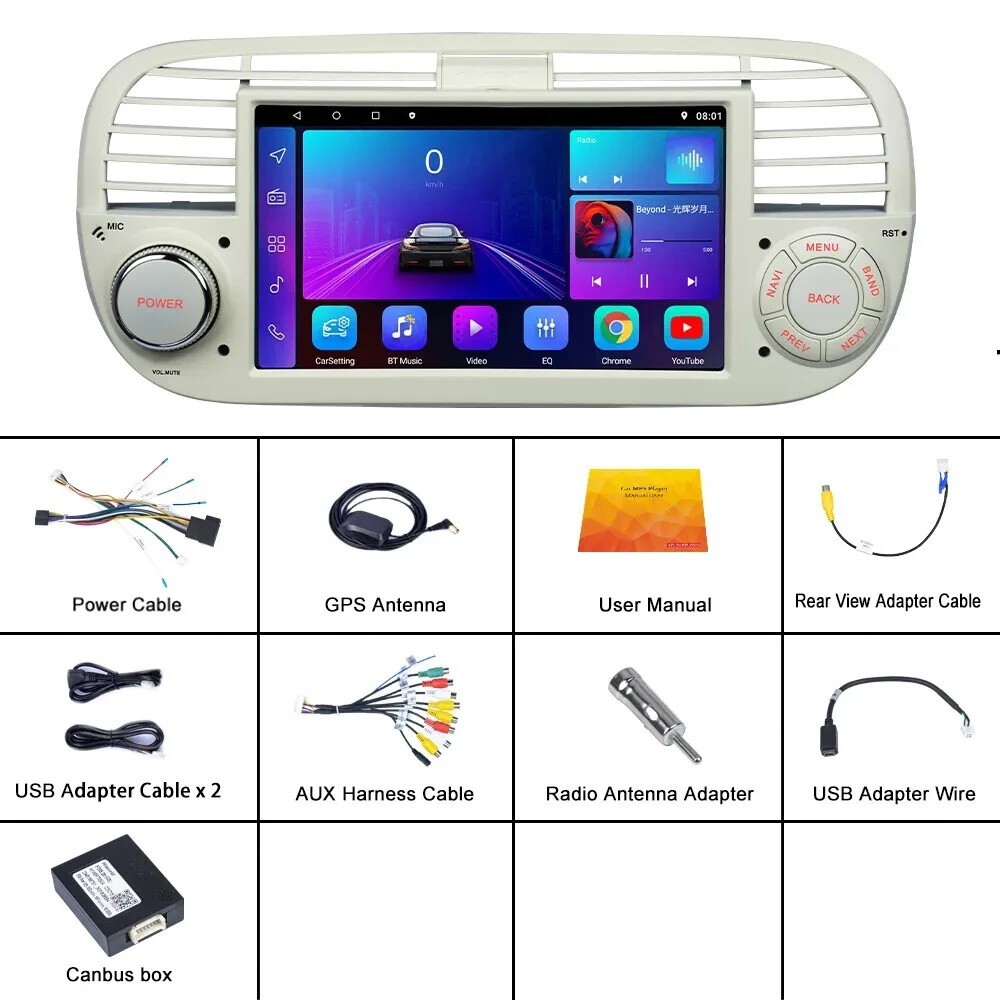 7″ For Fiat 500 2007-2015 Android Car Radio Stereo GPS Navigation Carplay 32GB