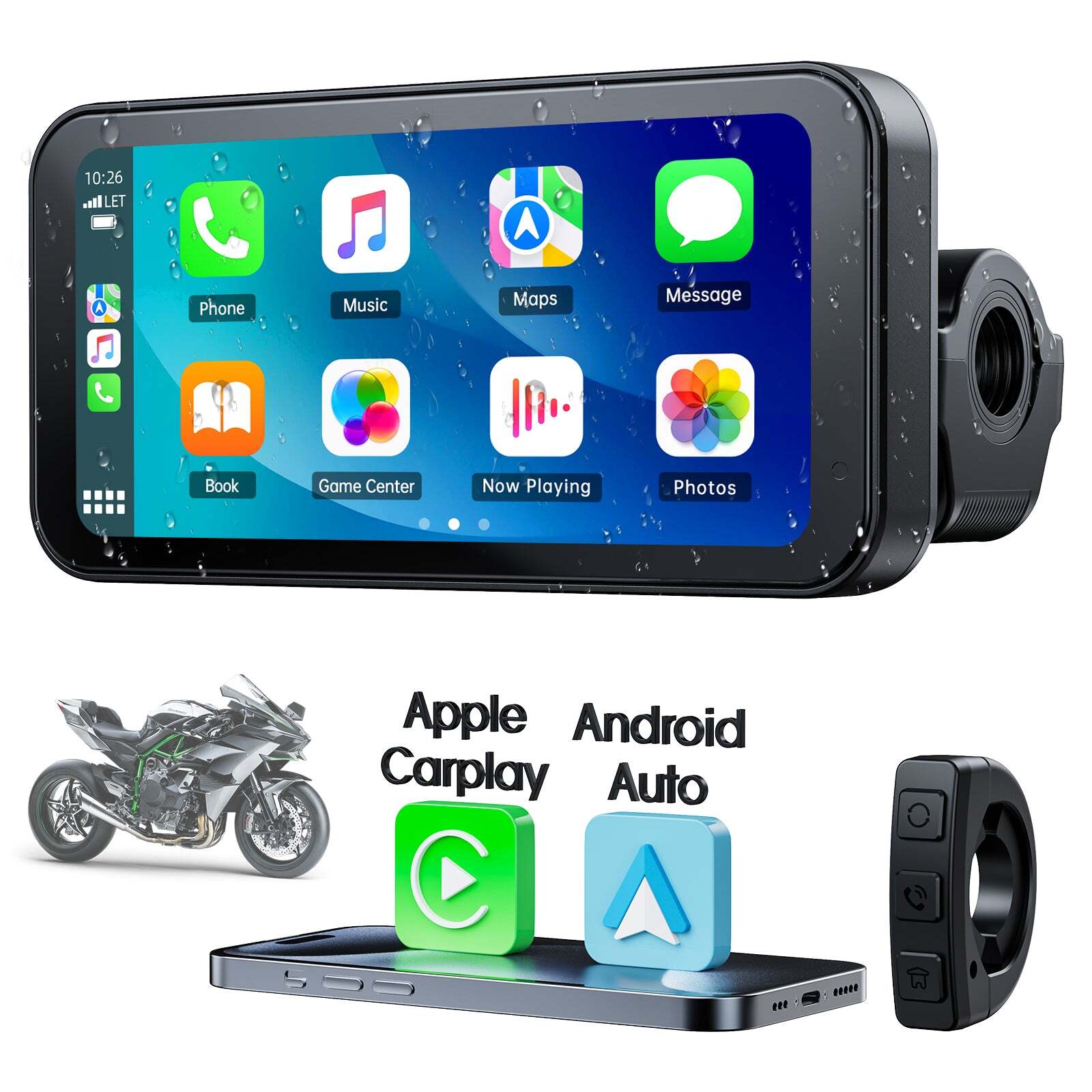 6.25 Inch Motorcycle Navigator with Wireless Carplay Android Auto WaterProof