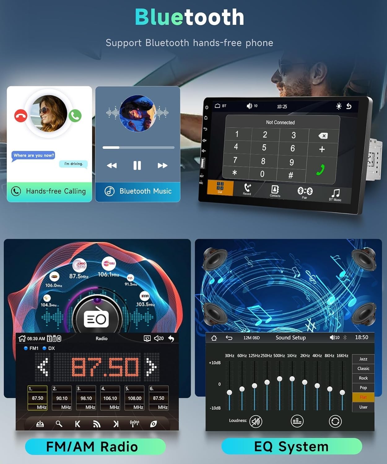 HD Touchscreen Car Audio Receiver with Bluetooth, FM Radio & Backup Camera Input