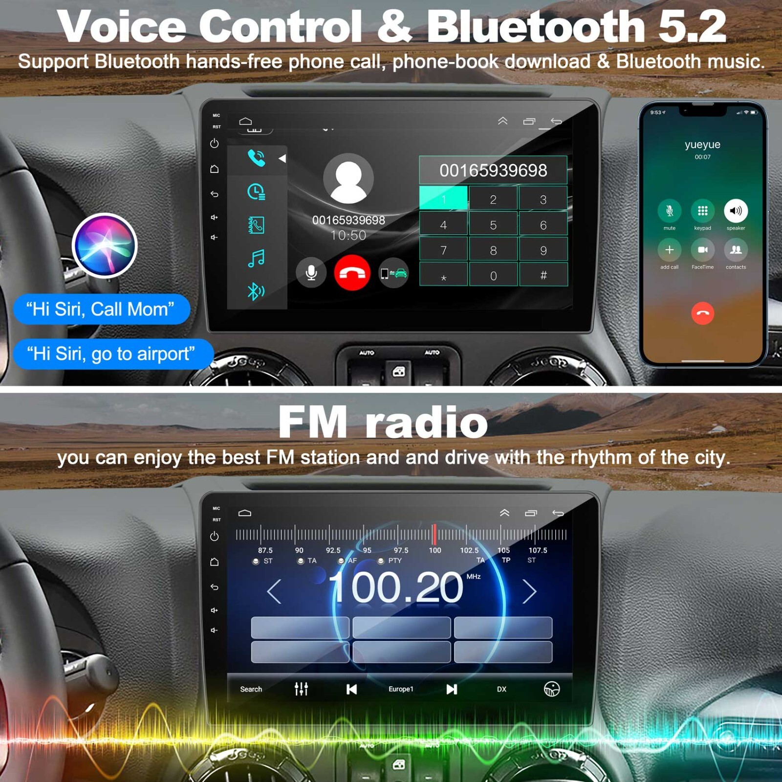 Car Radio For Jeep Wrangler 2007-2018 Double Din Car Stereo Apple Carplay GPS FM