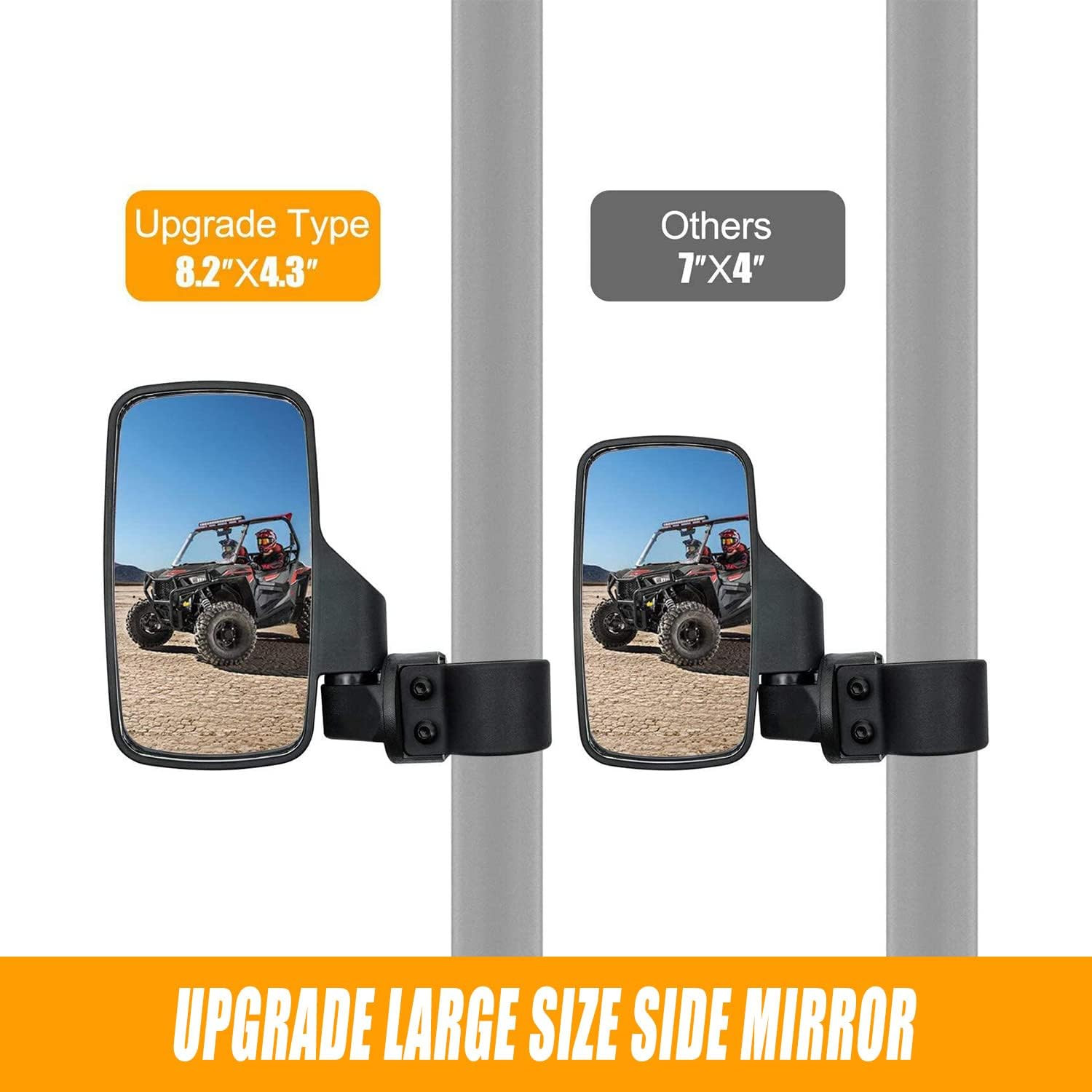 RANSOTO UTV Side Rear View Mirror and Center Mirror for 1.6″ to 2″ Bar Compatibl