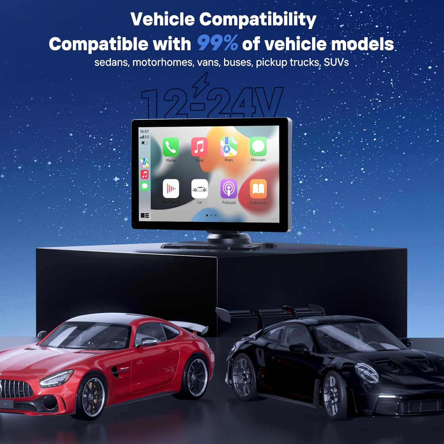 9″ Wireless Apple Carplay Screen for Car w/ 4K Dash Cam, Carplay & Android Auto