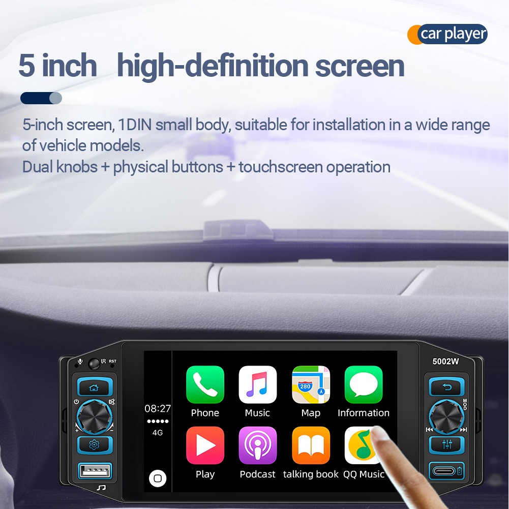 5in Car Stereo MP5 Player Bluetooth Radio HD Touch Screen USB W/4LED Rear Camera