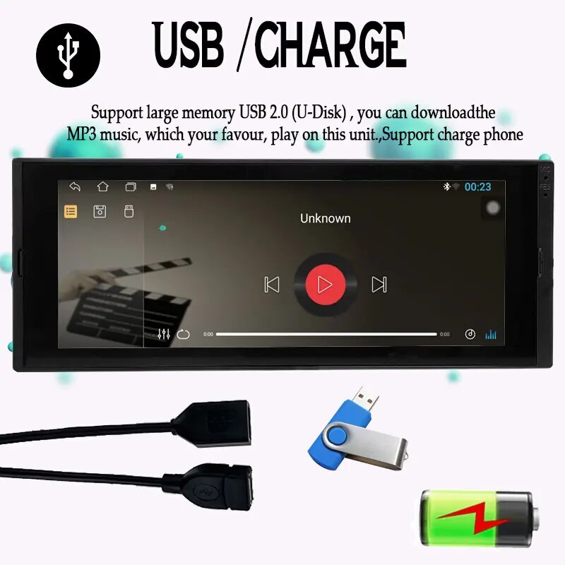 Single 1 Din 6.9″ Android 8.1 Car Radio Touch Screen WiFi GPS Bluetooth 1+16G FM