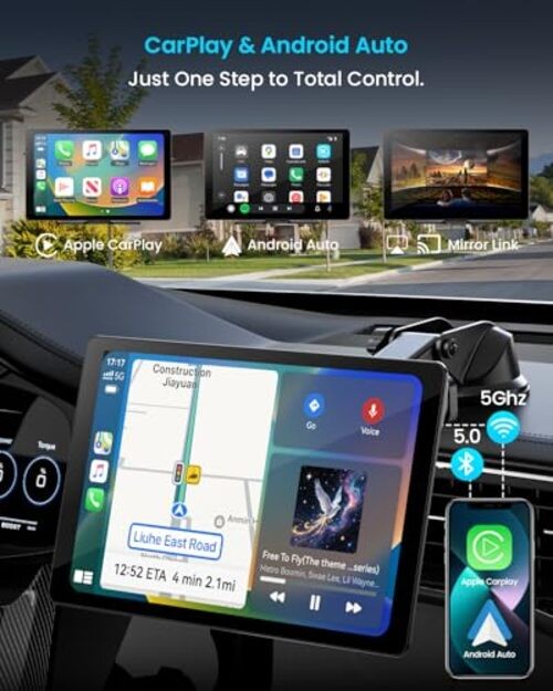 11″ Extra Large Wireless Apple CarPlay Screen for Car – Ultra-Slim 0.16 Inch