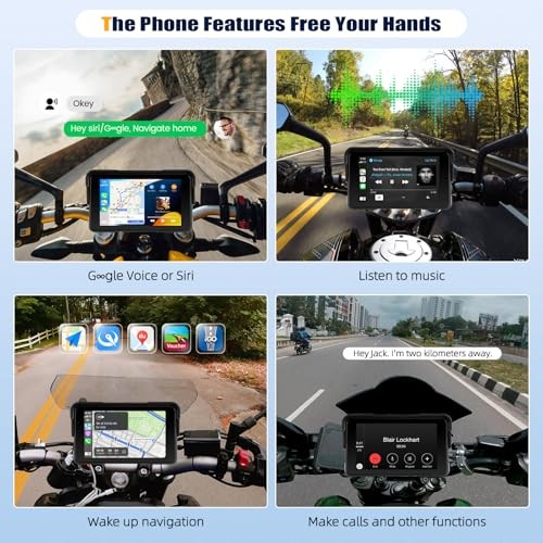 CarPlay Screen for Motorcycle,Portable Carplay/Android Auto for Motorcycle,5