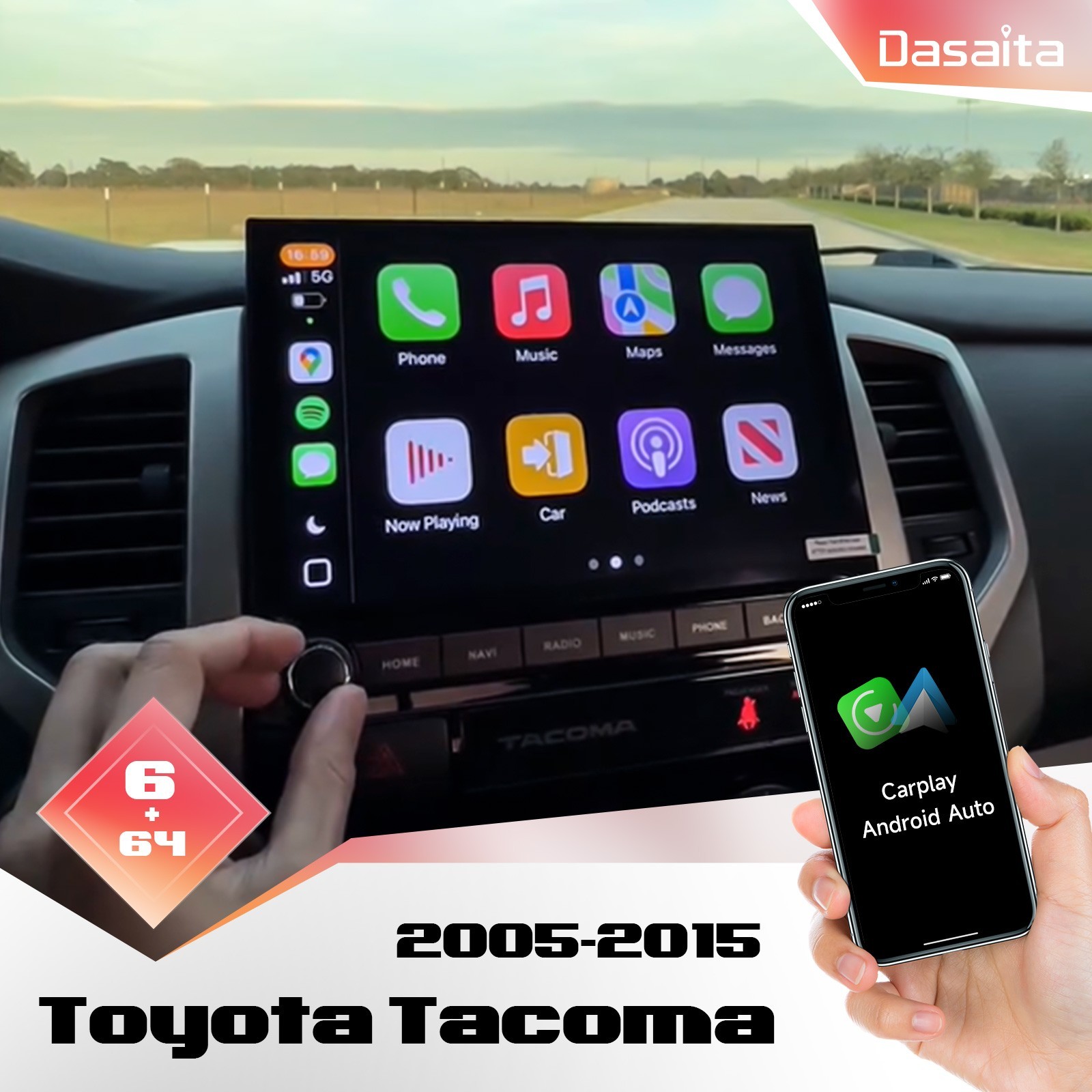Dasaita Car stereo 6GB+64GB Car Stereo for Toyota Tacoma 2005-2015 CarPlay