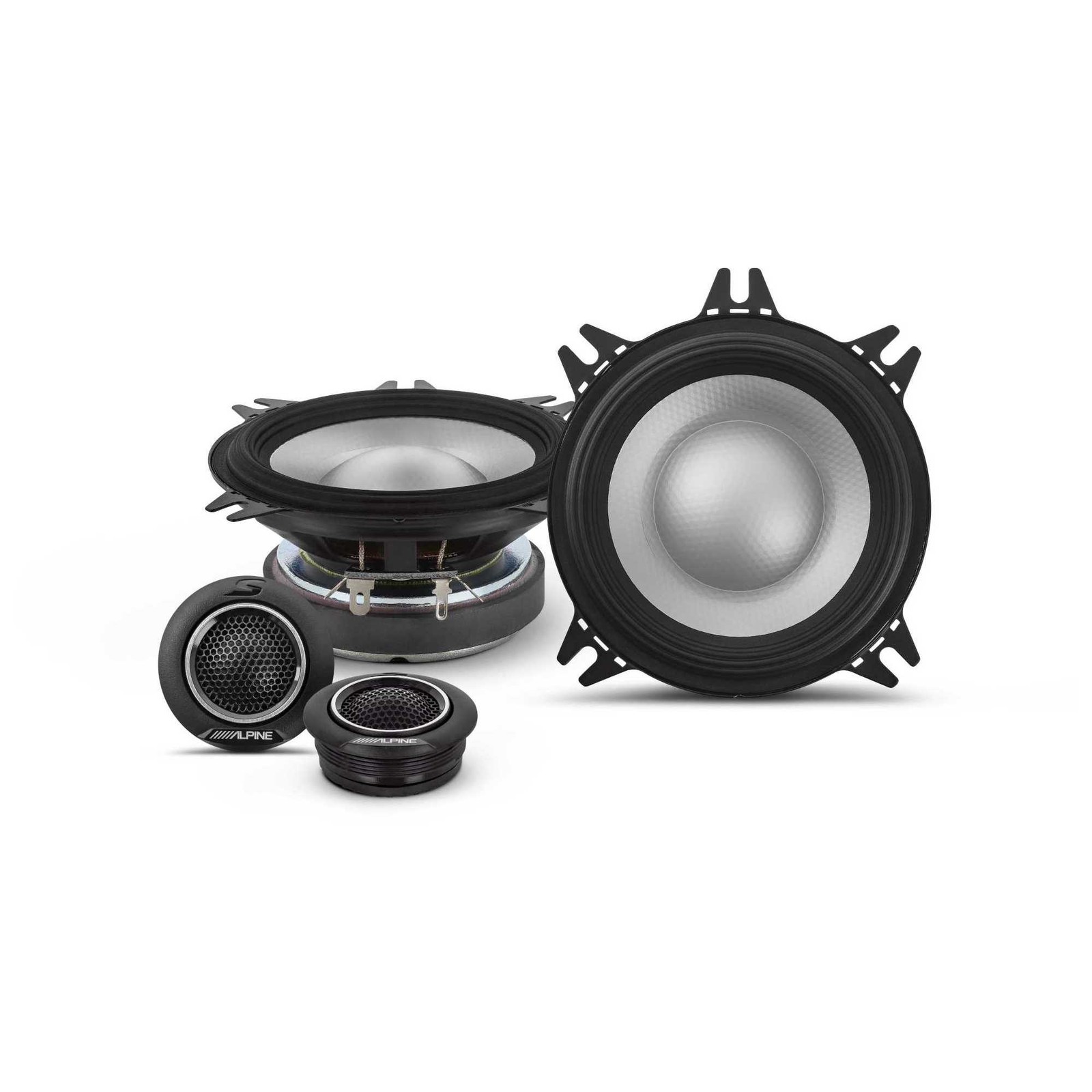 Alpine UTE-73BT Receiver, 2 Pairs S2-S40C Type S 4″ Speakers, Bluetooth, Digital