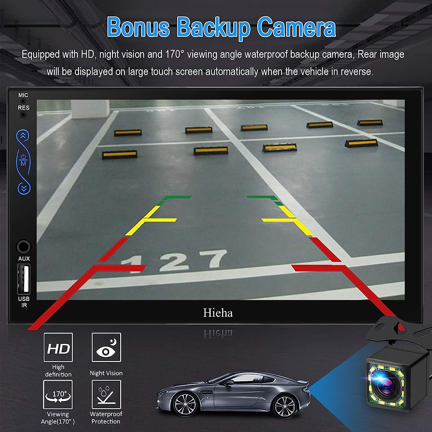 2-DIN 7″ Bluetooth Car Play,Android Auto, MP5, Mirror Link, SWC, With A/V Input