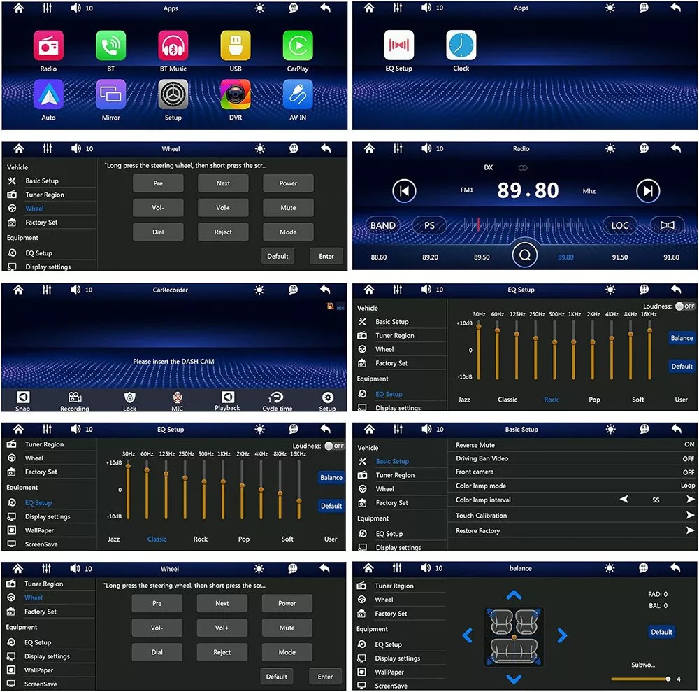Single Din Car Stereo Wireless Apple CarPlay 6.9 touchscreen Bluetooth Radio USB