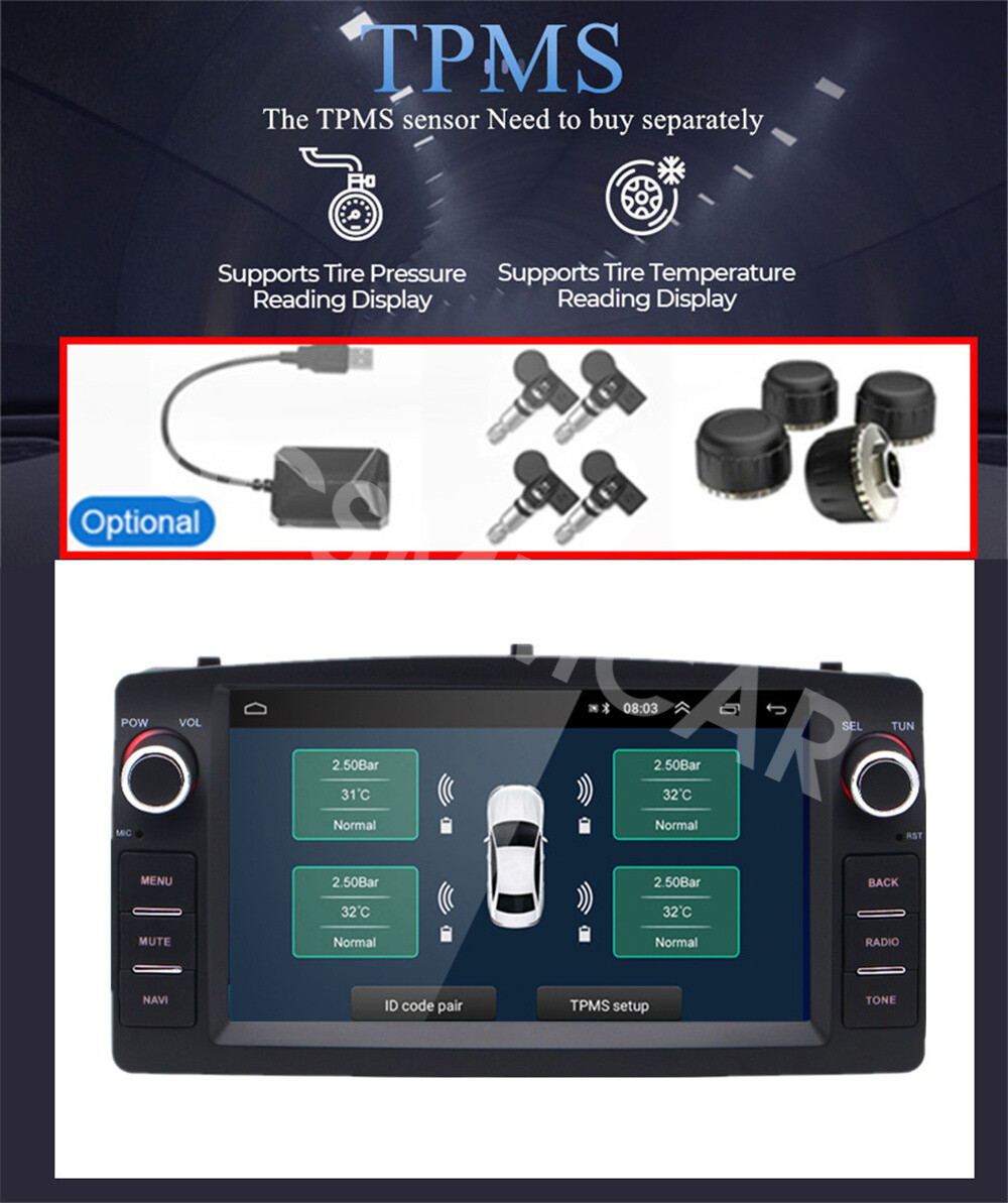 Fit For Toyota Corolla 2003-2008 Double Din Car Stereo Touch Screen Radio Player