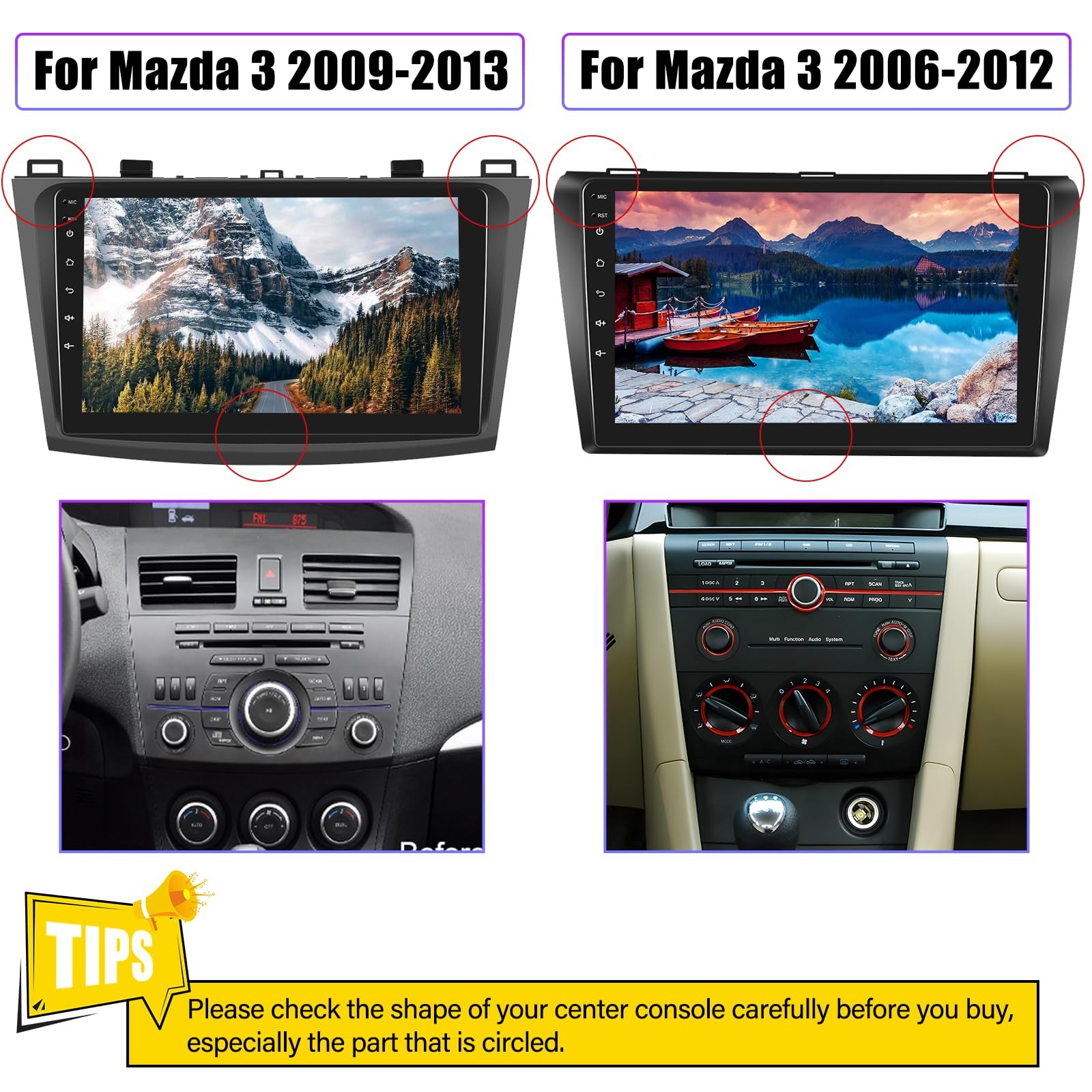 AmPremium Car Radio Stereo For Mazda 3 2009 2010 2011 2012 2013Android 15 2G64G