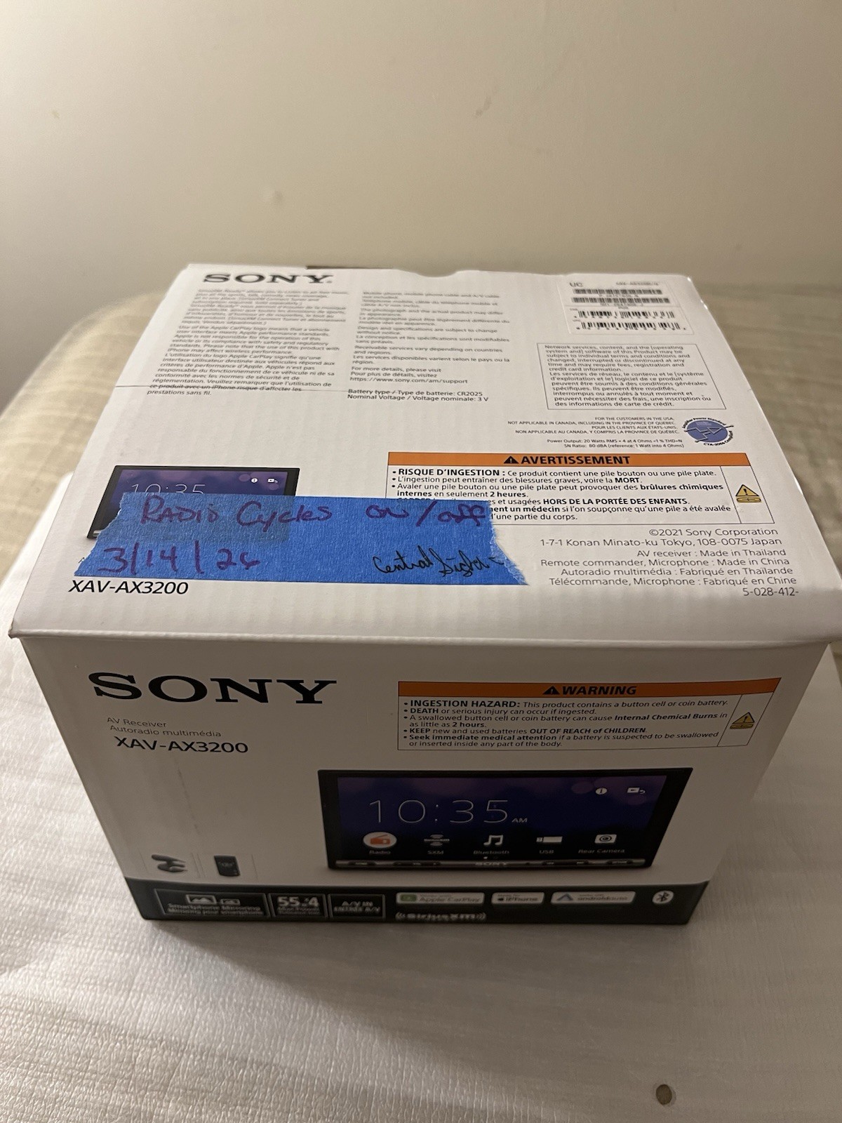 Sony XAV-AX3200 AV Multi Media Receiver FOR PARTS OR REPAIR Radio Cycles On/Off