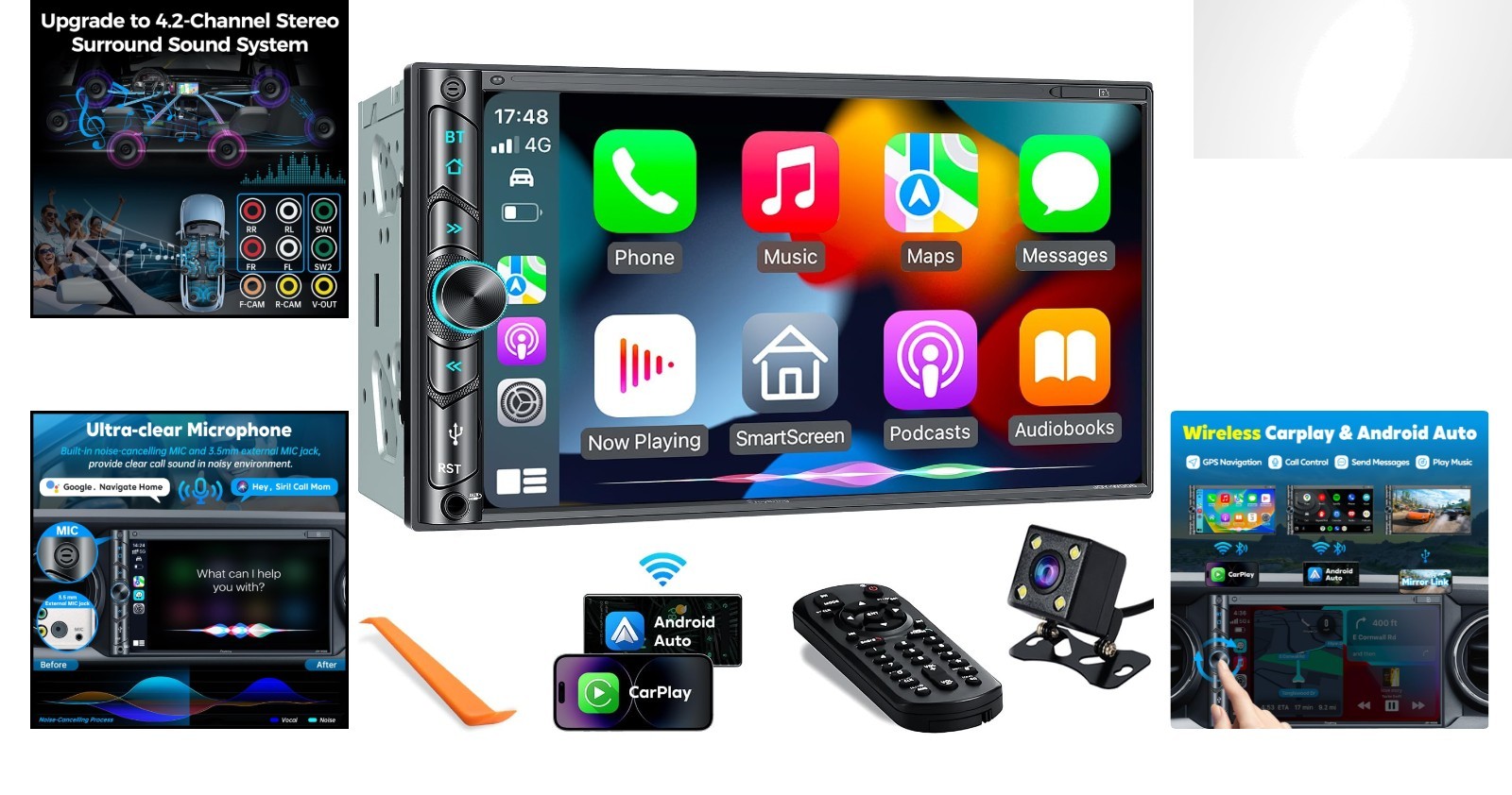 Advanced 7″ Touchscreen Car Stereo with Bluetooth & Rear View Camera for Safety