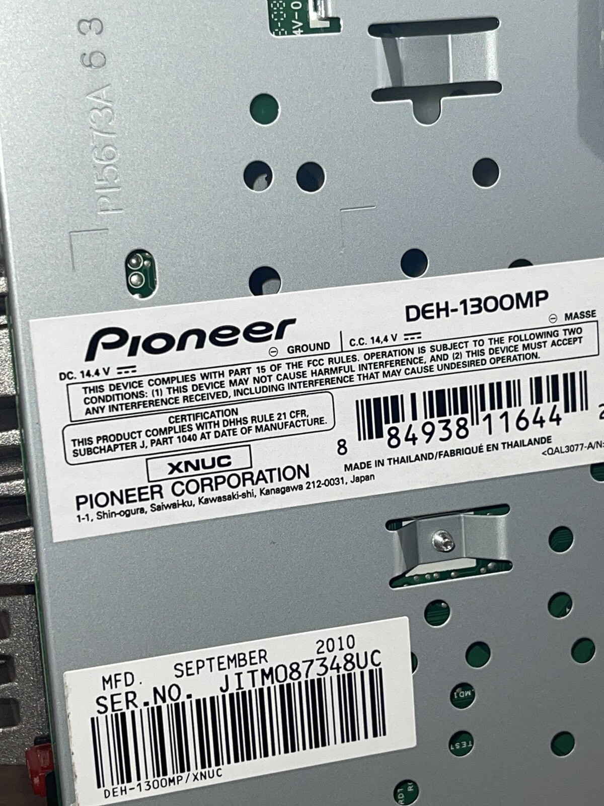 Pioneer DEH-1300MP Car Stereo FM/AM Radio – USED TESTED -NO REMOTE