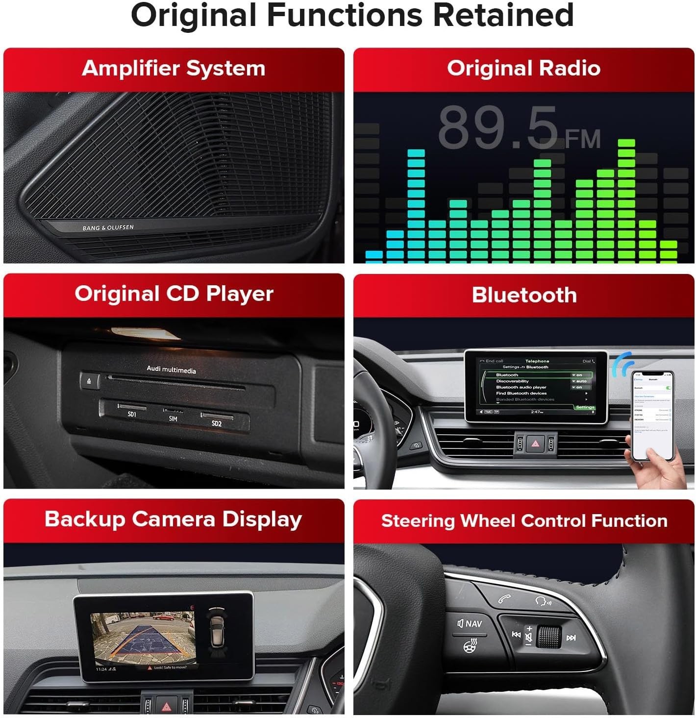 12.3″ For Audi Q5 2017-2020 Car Gps Stereo Radio Android Navigation WIFI 8+128G