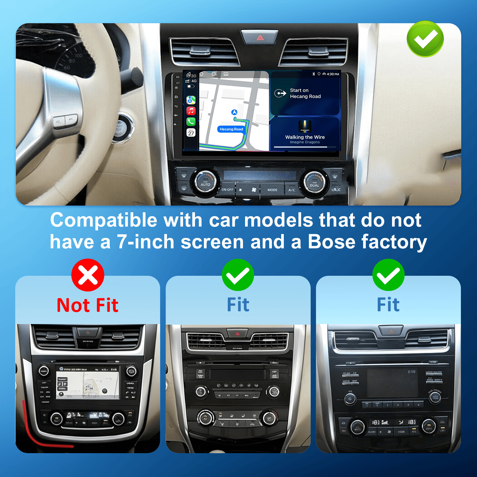 8 Core 4+32G Nissan Altima 2013-2018 9″ Android14 Radio,CarPlay Android Auto,AM