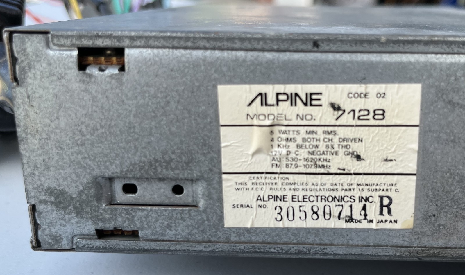 Vintage Alpine 7128 Car Stereo AM/FM Cassette Player; Mopar Mounting Brackets