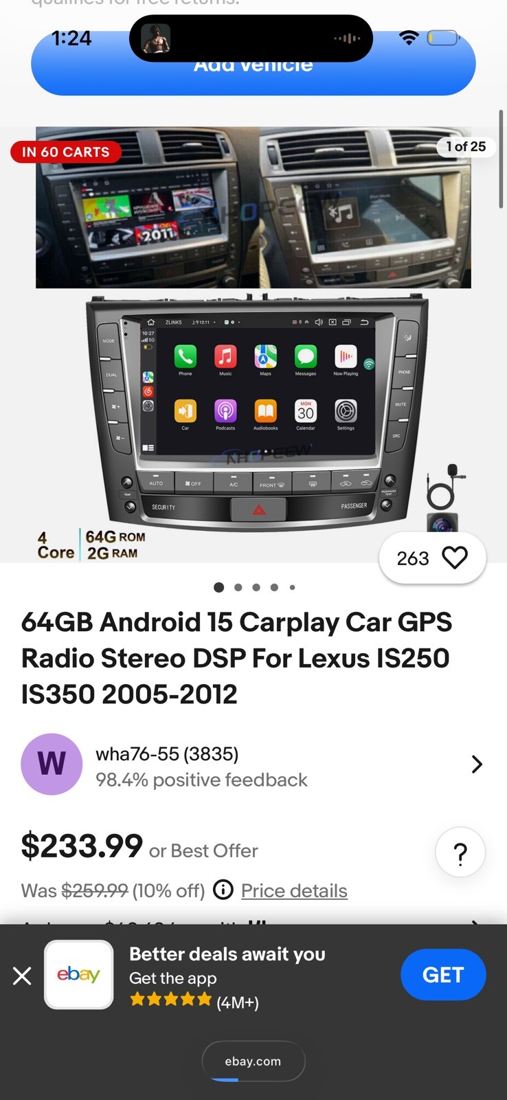 10.1″ 32G Android Auto Carplay Stereo for Lexus IS250 IS300 IS350 2006-2012