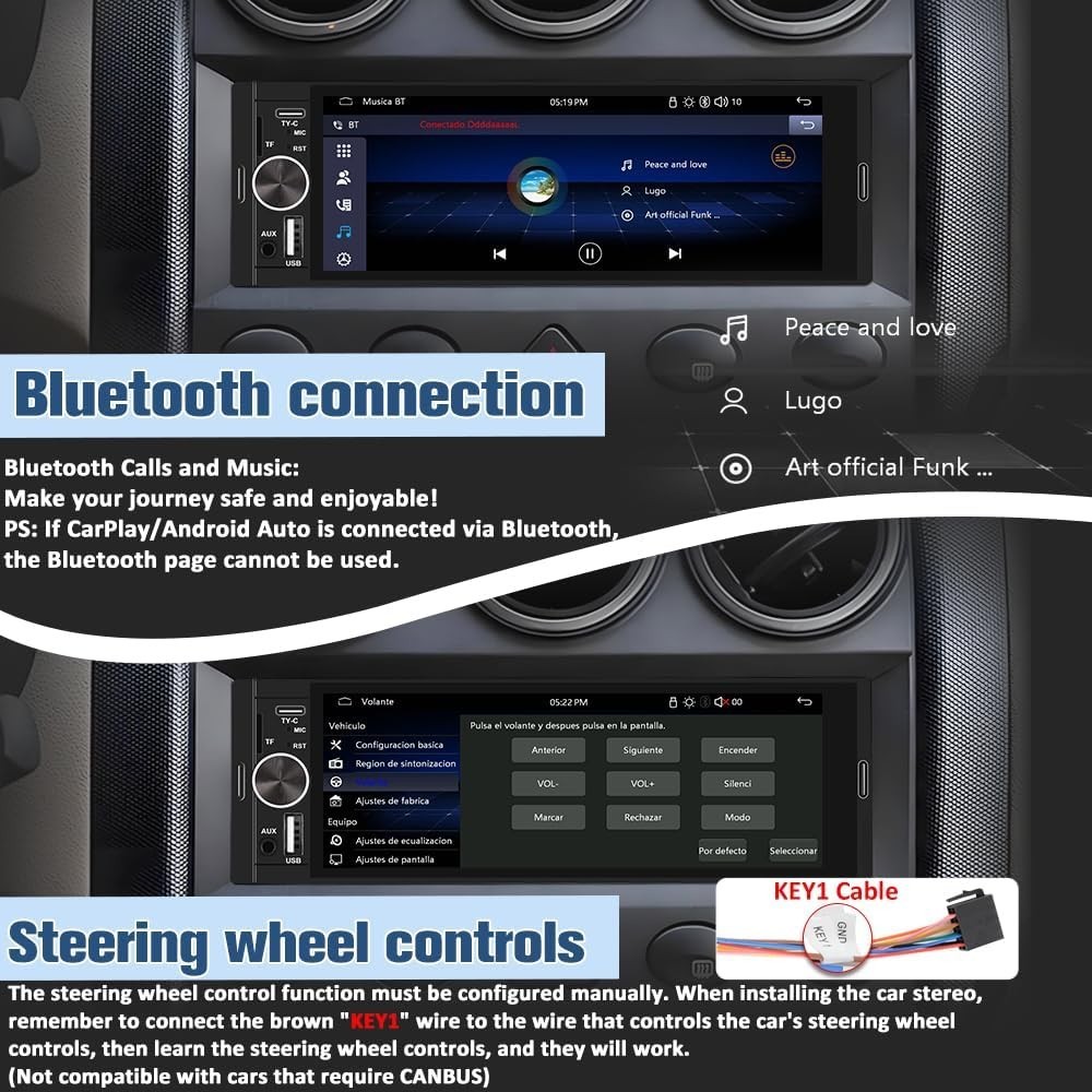 Versatile Single Din Touchscreen Stereo with Wireless Media & Rear View Support