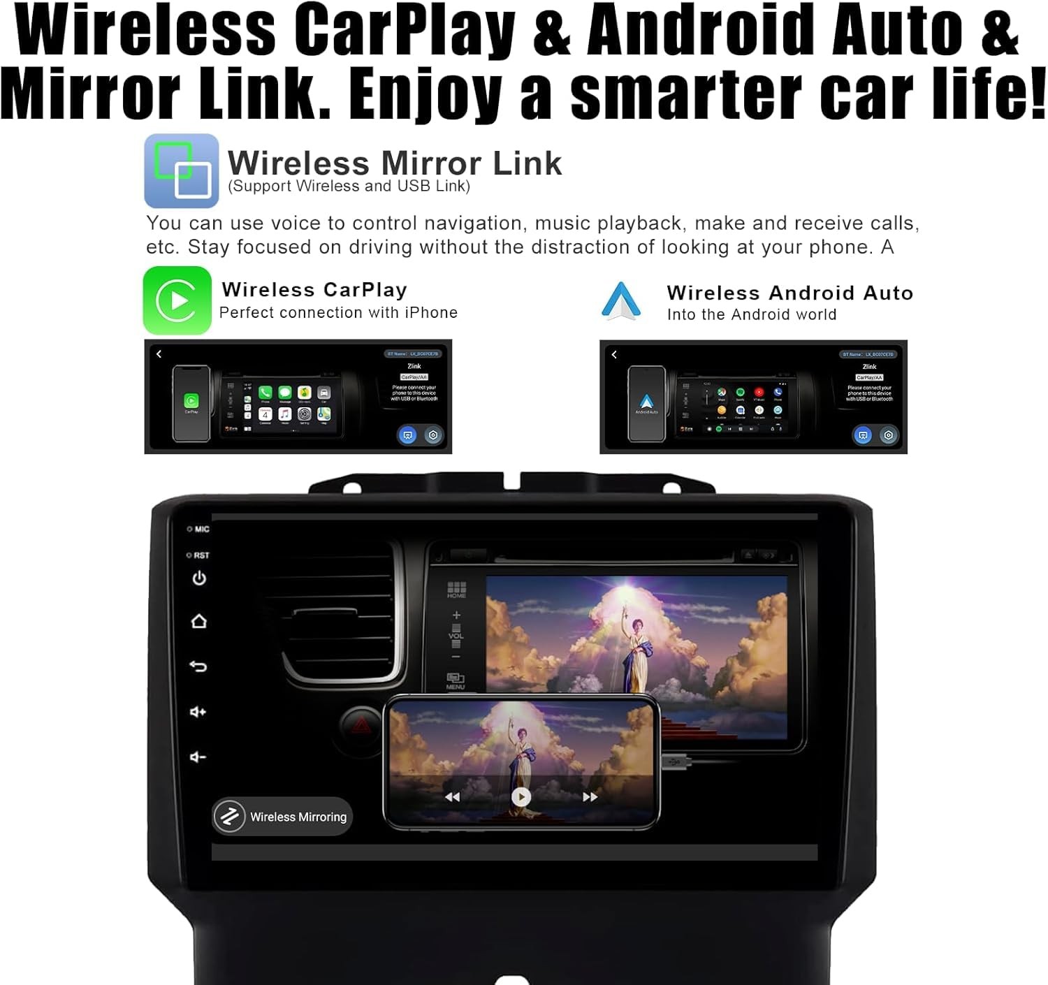 8 Core Car Radio for Dodge Ram 1500 2500 3500 2013-2018 Manual AC 4+64G with …
