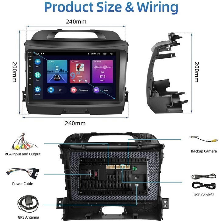 Kia Sportage Android CarPlay Radio 2010-2016 2+64GB Carplay GPS Navi