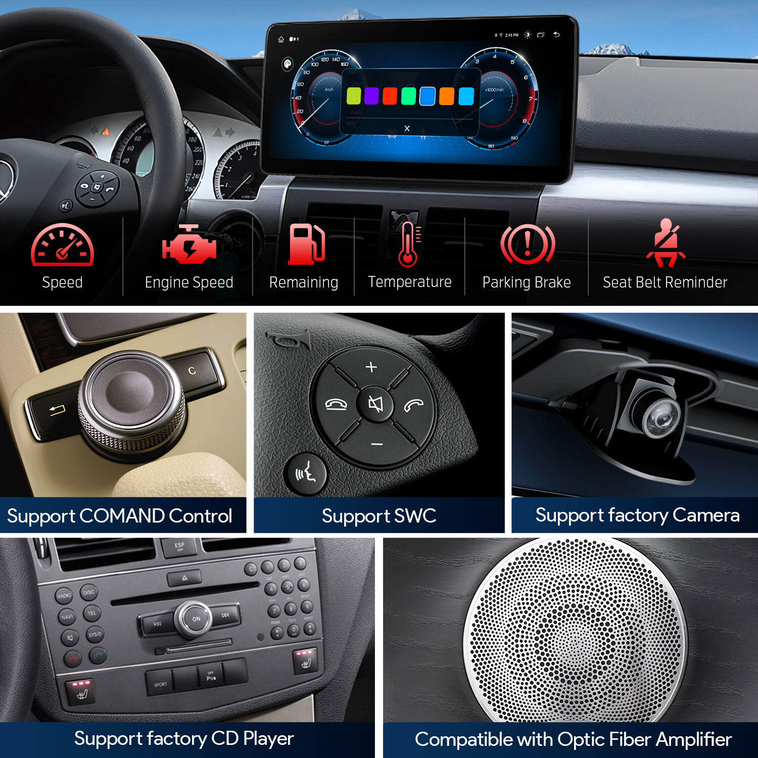 12.3″ Android 13 8-Core Car Stereo GPS Retrofit For Benz GLK-Class X204 2008-12