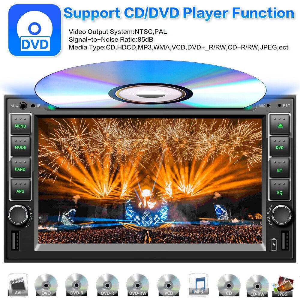 Double 2 Din 6.2″ Car Stereo DVD CD Player HD InDash BT Radio CarPlay GPS Camera