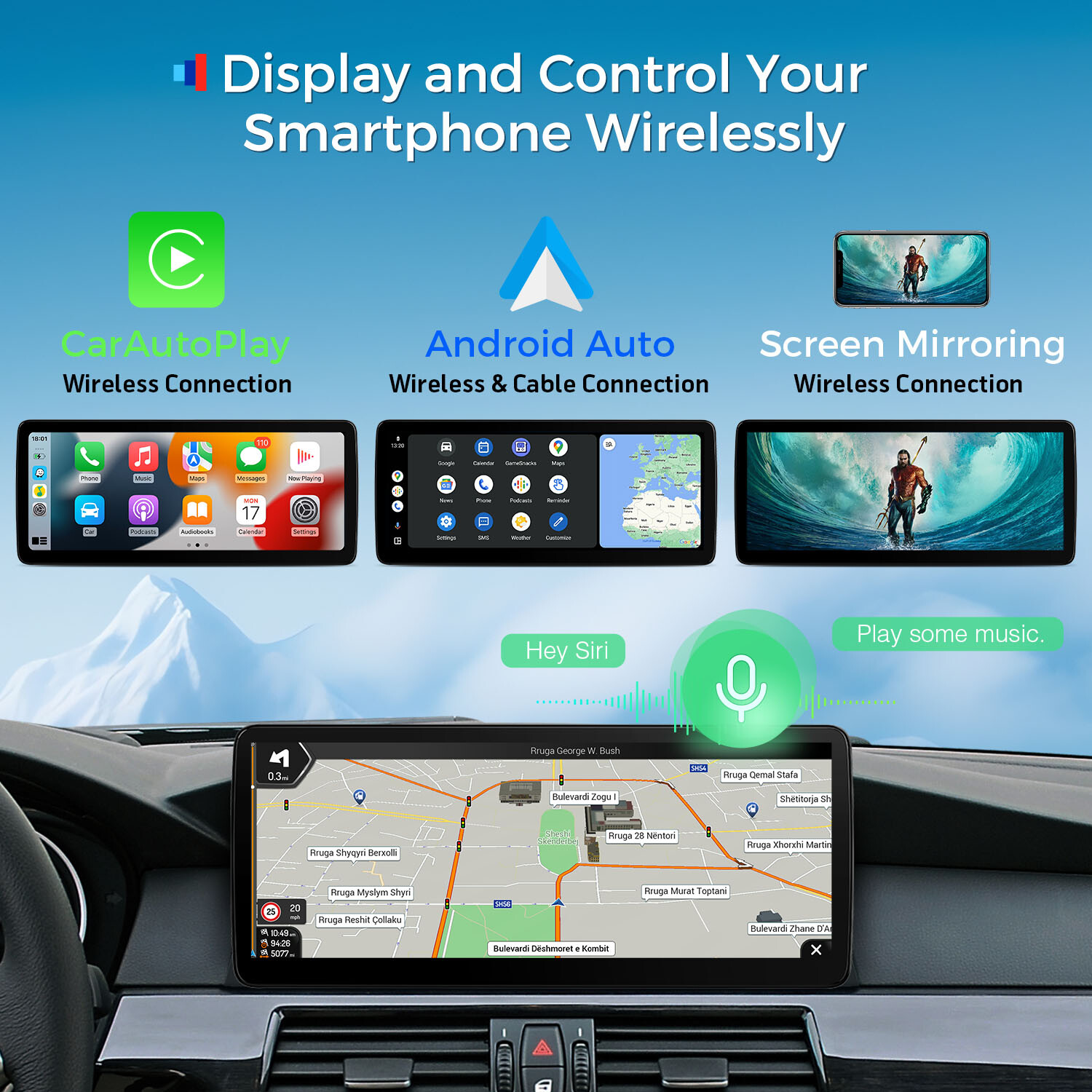 12.3″ IPS Android 13 4G WIFI Car GPS Stereo CarPlay WiFi For BMW 5er E60 E61 CCC