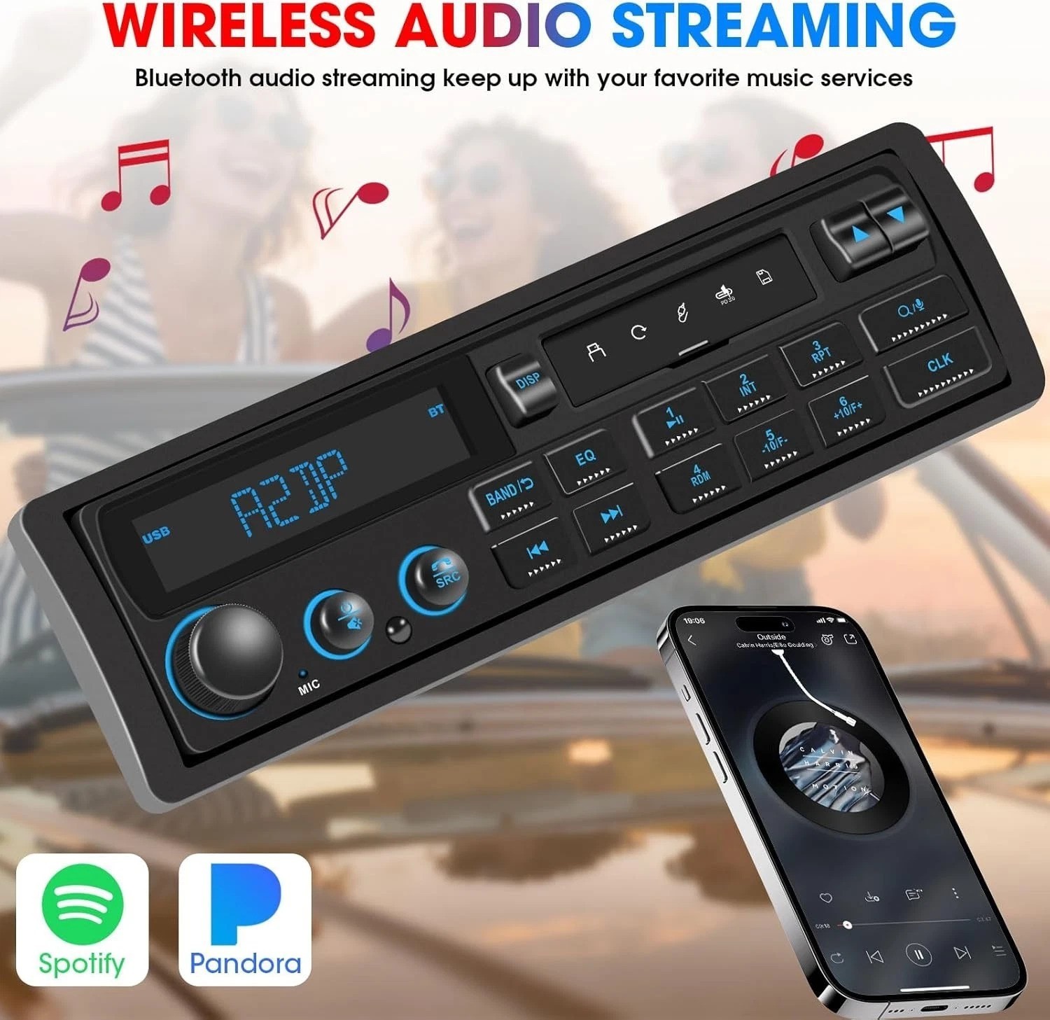 Retro Car Stereo Bluetooth FM AM USB SD Aux Single Din for Classic European V…
