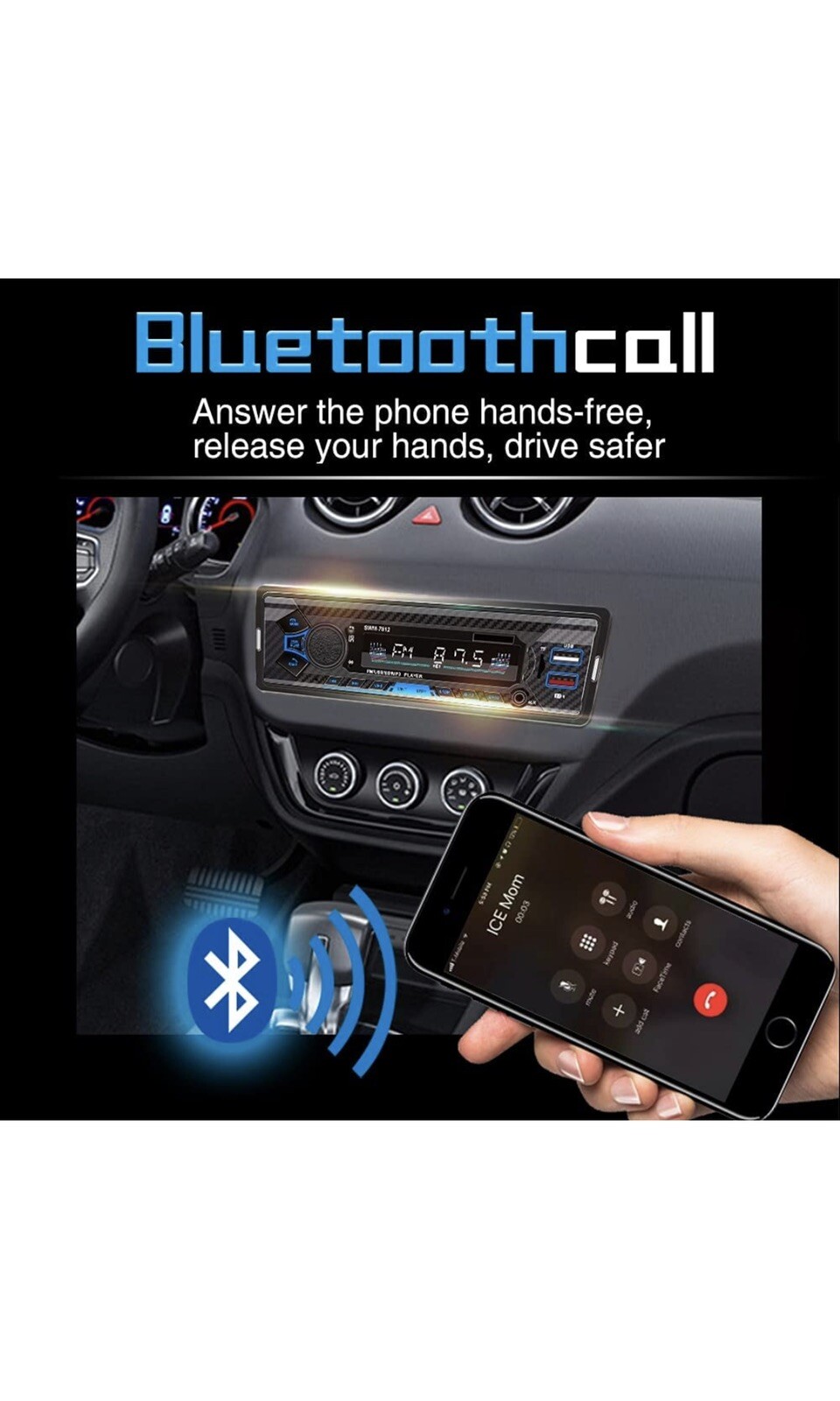 Single Din Car Stereo #7812 Bluetooth Radio,SWC/Subwoorf/BT USB | BRAND NEW