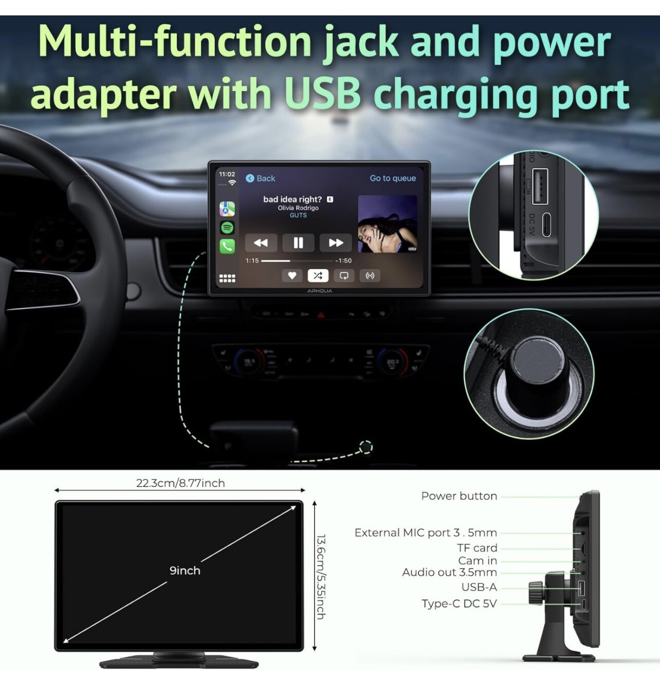 Wireless Carplay & Android Auto,Carplay Box,7” Portable Car Stereo Mirror Link