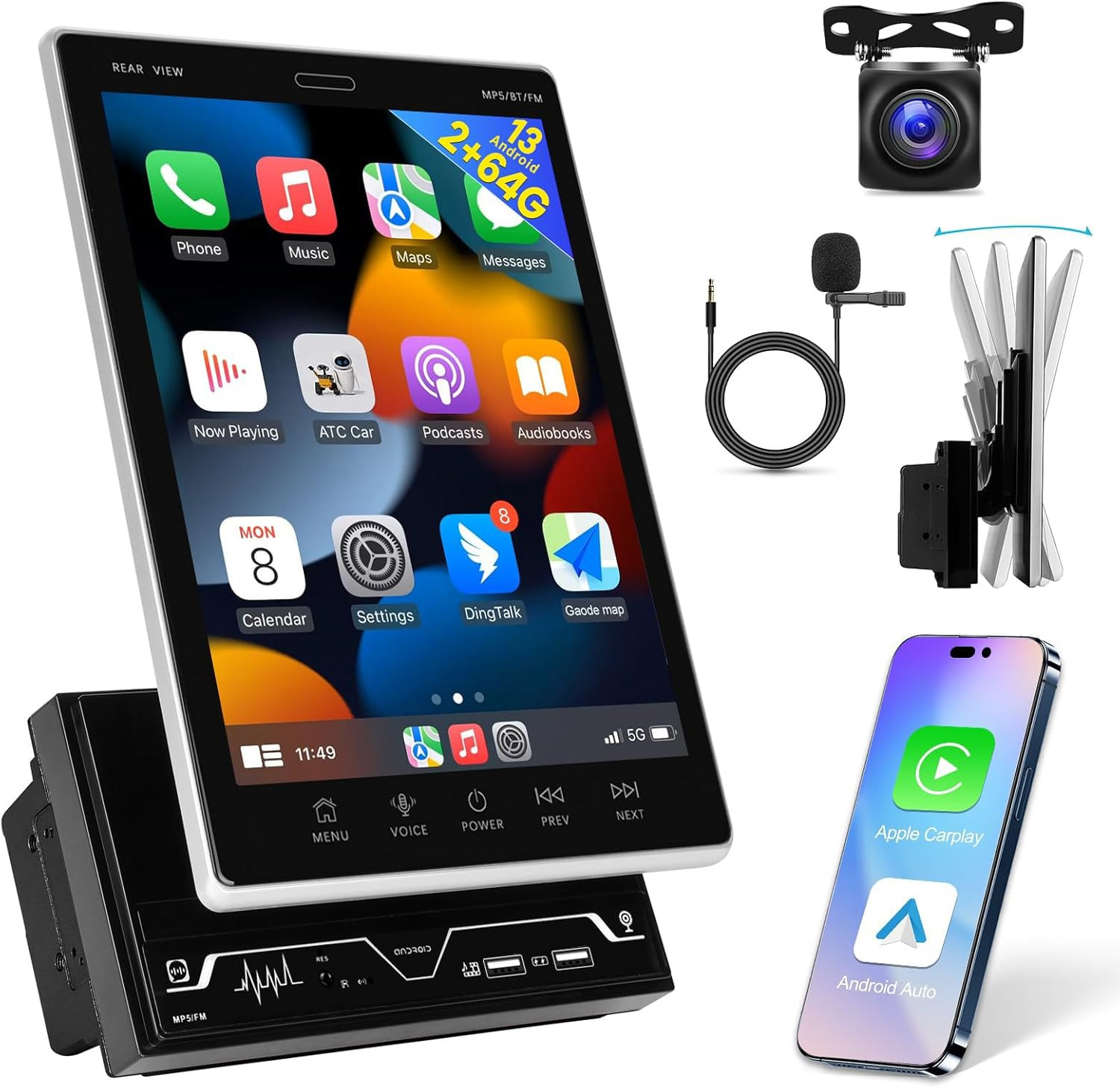 [2G+64G] 9.7 Inch Android Vertical Double Din Car Stereo 2 Din Touch Screen Carp
