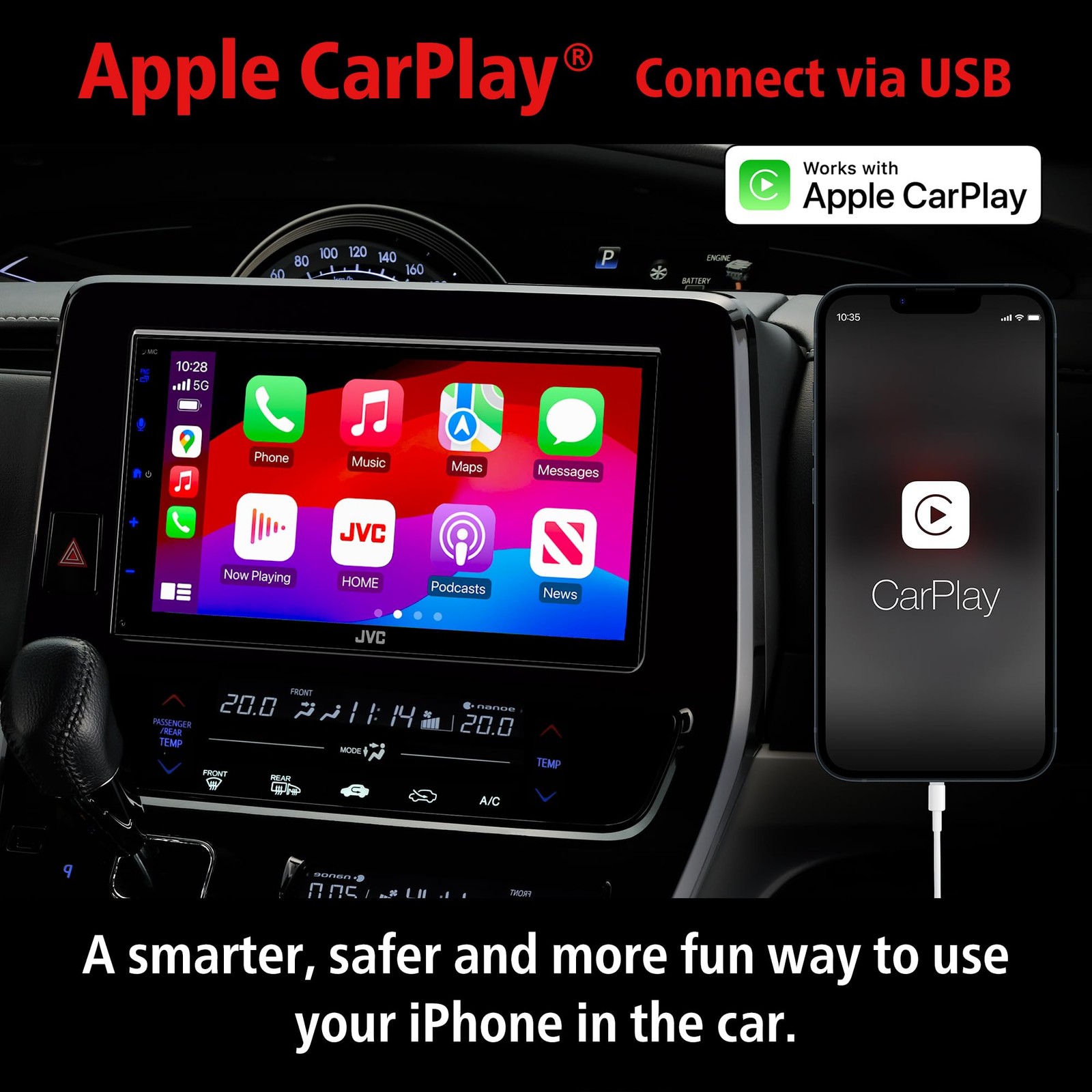 JVC KW-M590BT 2 DIN 6.8″ Media Player USB Mirroring Android iPhone Bluetooth