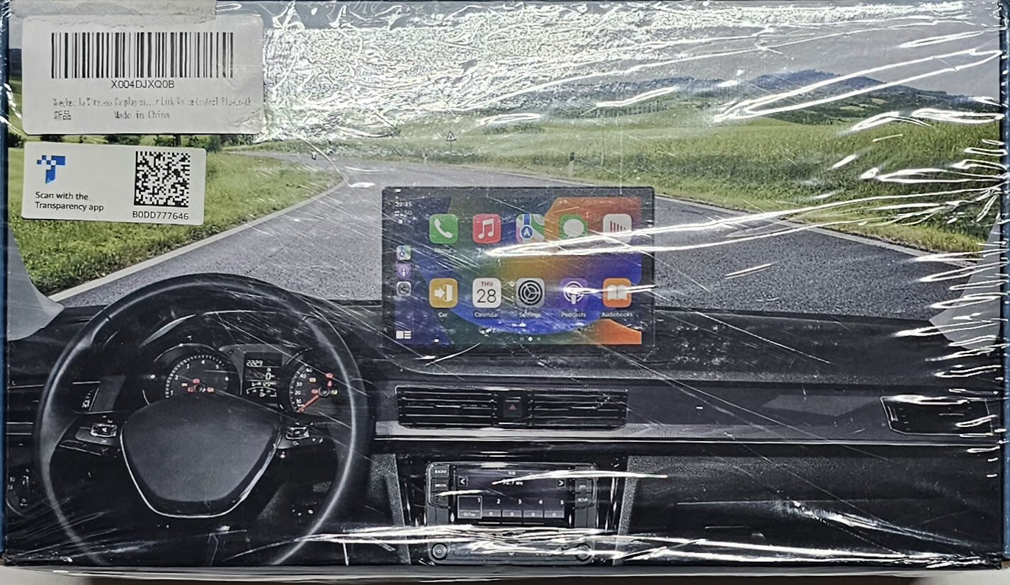 Wireless Carplay with 4K Dash Cam, 9″ Portable Carplay Screen for Car, Apple Car