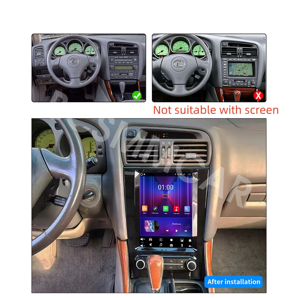 Car Multimedia Player WIFI For Carplay 4+32G W/Cam Fit For Lexus GS300 1998-2005