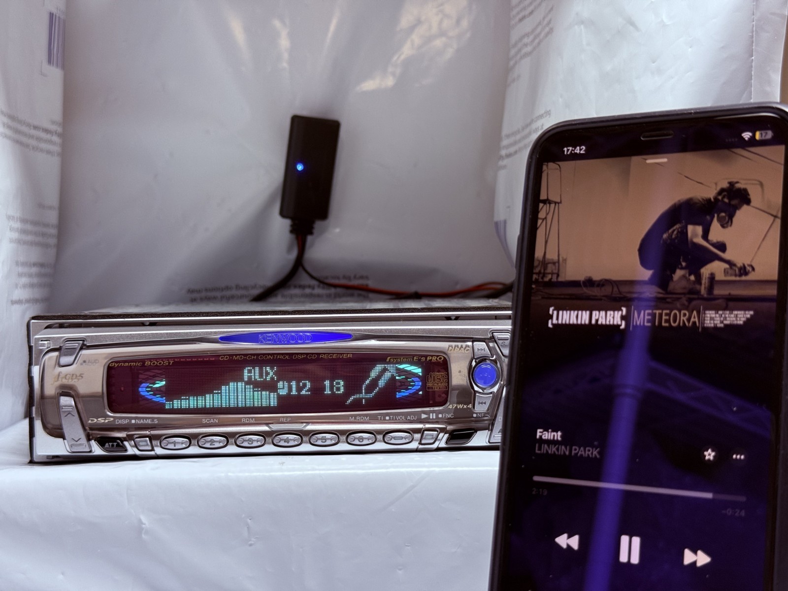 Kenwood f-CD5 JDM Car CD Player Receiver Japan w/ External Bluetooth Tested
