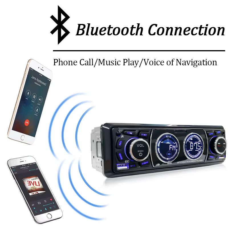 SINOVCLE Car Radio 1Din Audio Bluetooth Stereo MP3 Player FM Receiver 60Wx4 Supp
