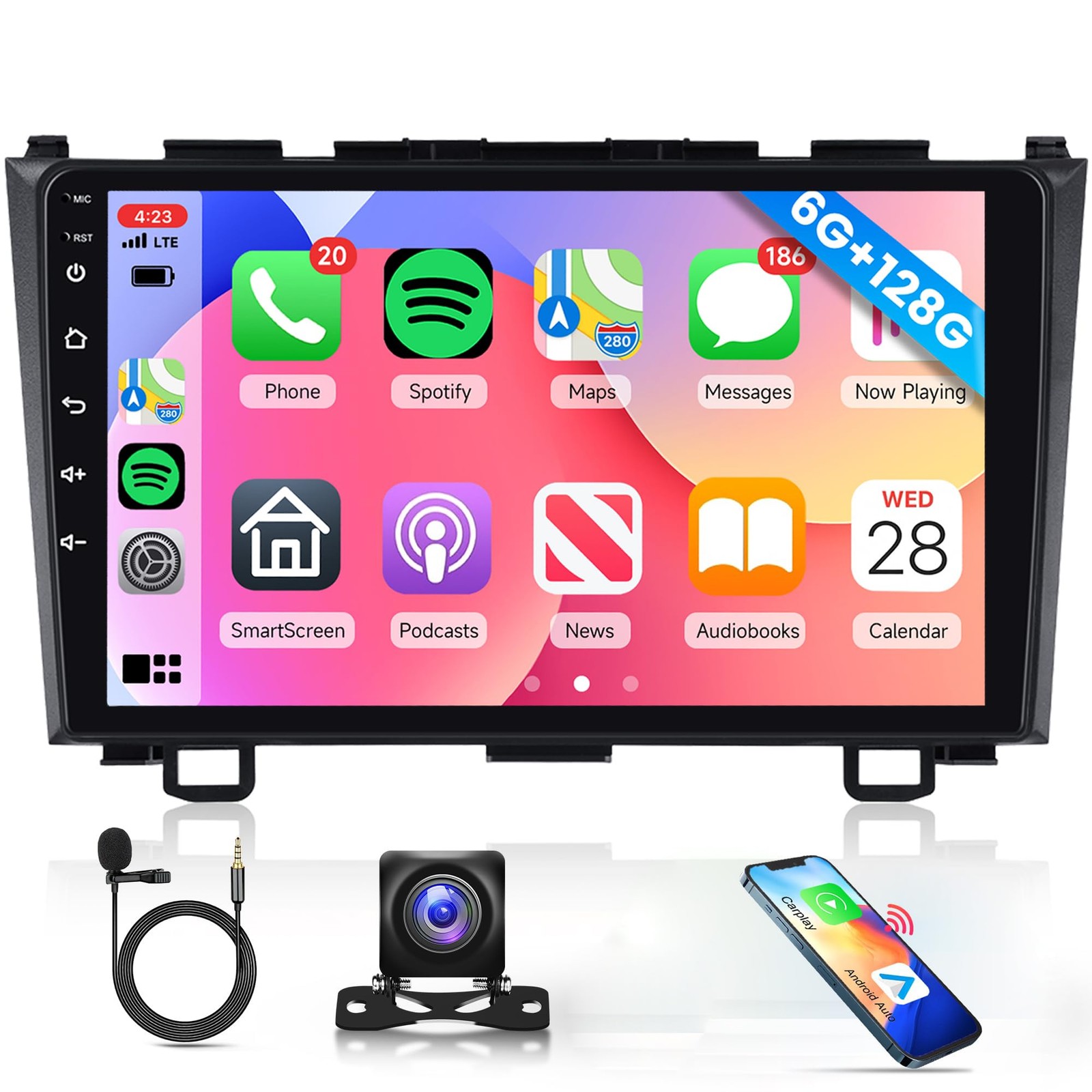 For 2007-2011 Honda CRV 6+128GB Android 13 Car Stereo Radio Apple Carplay Auto