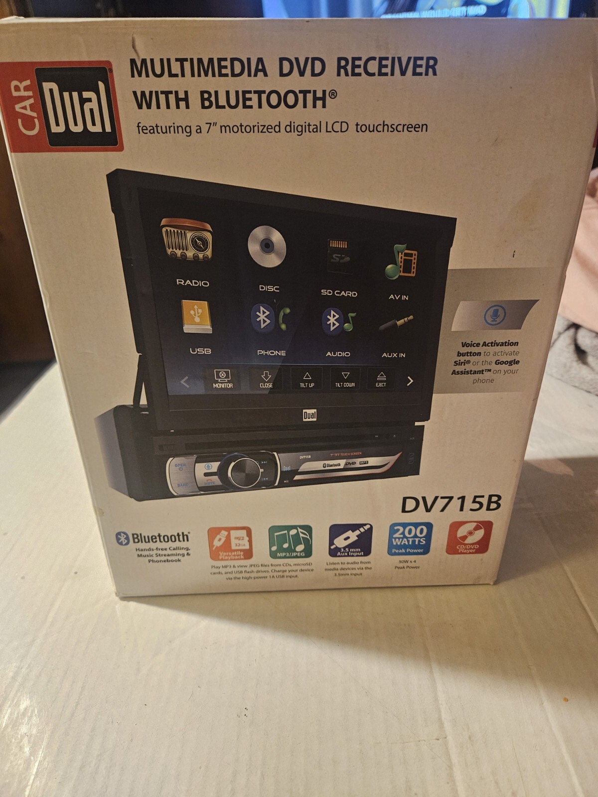 DUAL MEDIA RECEIVER DV715B 7″ TOUCHSCREEN Bluetooth DVD/CD USB 200watts Aux MP3